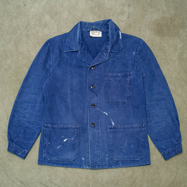 70s Vintage German Army Blue HBT Chore Jacket - Medium – Omega