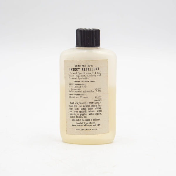 1966 Vietnam War Insect Repellent Clear Bottle