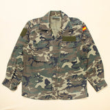 90s Vintage Spanish Army Woodland Camo Combat Shirt - Large