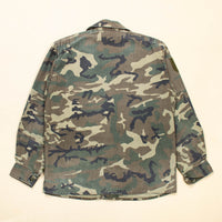 90s Vintage Spanish Army Woodland Camo Combat Shirt - Large