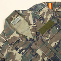 90s Vintage Spanish Army Woodland Camo Combat Shirt - Large