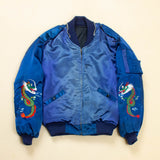 70s Vintage Korean Tailor-Made Souvenir Bomber Jacket - Medium