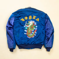 70s Vintage Korean Tailor-Made Souvenir Bomber Jacket - Medium