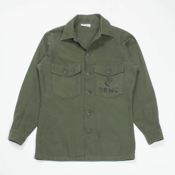 60s Vietnam War Vintage USMC 3rd Pattern OG-107 Utility Shirt - Small