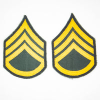 60s Vietnam War US Army Cut Edge Staff Sergeant (SSG) Rank Patch Set