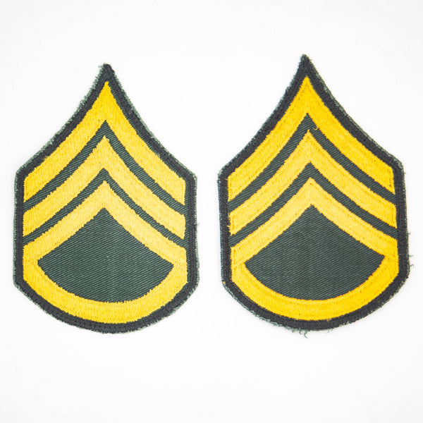 60s Vietnam War US Army Cut Edge Staff Sergeant (SSG) Rank Patch Set