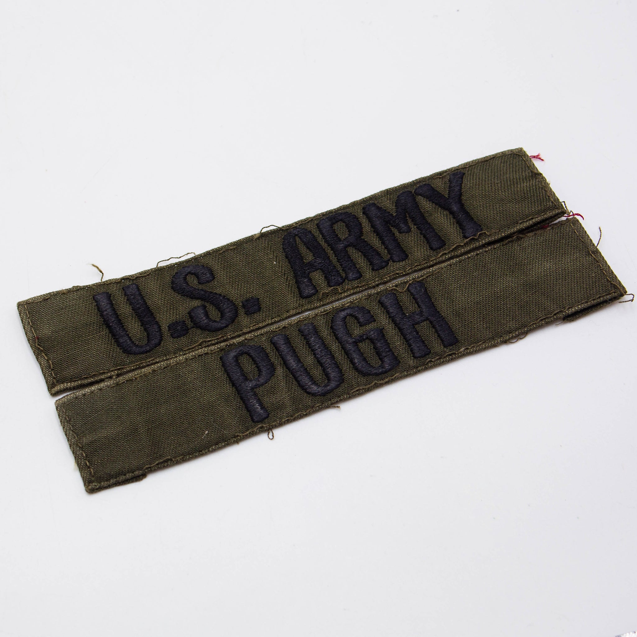 60年代　米軍実物　ベトナム戦　U.S. ARMY 刺繍パッチ 60s Vietnamese-Made US Army 'Pugh' Name Tape Patch Set – Omega