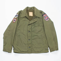 70s Vintage US Navy Jet Pilot Patched A-2 Deck Jacket - Large