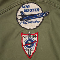 70s Vintage US Navy Jet Pilot Patched A-2 Deck Jacket - Large