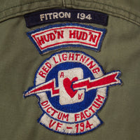 70s Vintage US Navy Jet Pilot Patched A-2 Deck Jacket - Large