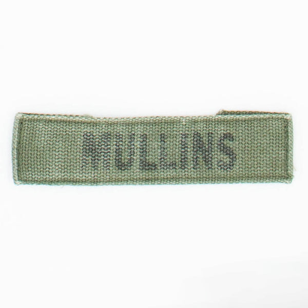 60s Vintage US-Made Stamped 'Mullins' Name Tape Patch