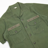 60s Vietnam War Vintage Seabees 3rd Pattern OG-107 Sateen Utility Shirt - Medium