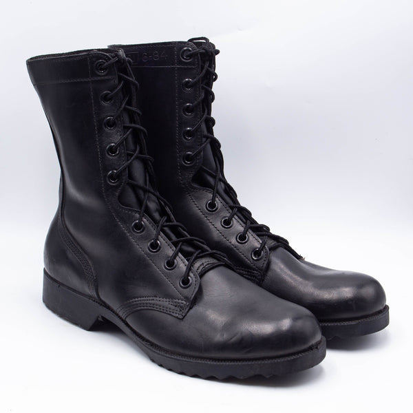 NOS 80s Vintage US Army Black Leather Combat Boots - UK 9.5