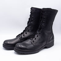 NOS 80s Vintage US Army Black Leather Combat Boots - UK 9.5