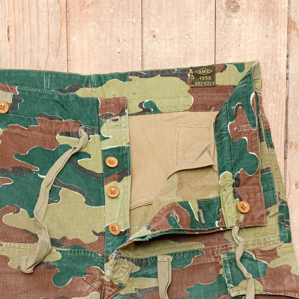 50s Vintage Belgian Army Jigsaw Camo Combat Trousers - 38x28