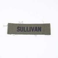 60s Vietnam War US Army 'Sullivan' Subdued Stamped Name Tape