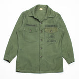 60s Vietnam War Vintage Seabees 3rd Pattern OG-107 Sateen Utility Shirt - Medium