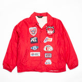 80s Vintage Red NASCAR Souvenir Patched Windbreaker Jacket - Large