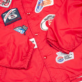 80s Vintage Red NASCAR Souvenir Patched Windbreaker Jacket - Large