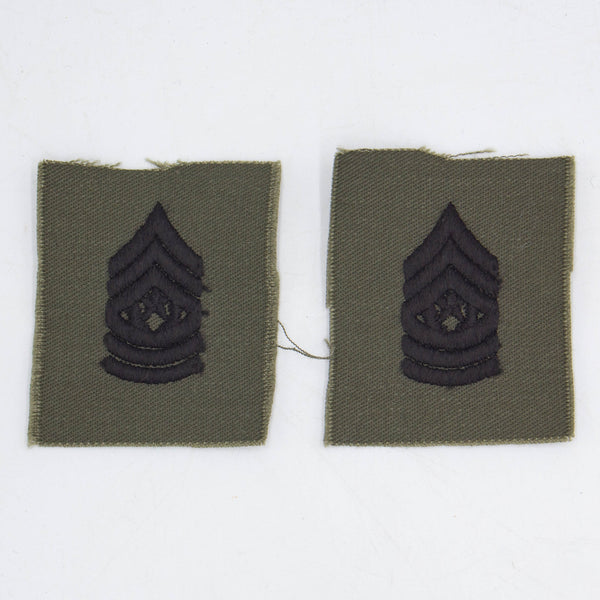 60s Vintage Command Sergeant Major (CSM) Collar Insignia Patch Set