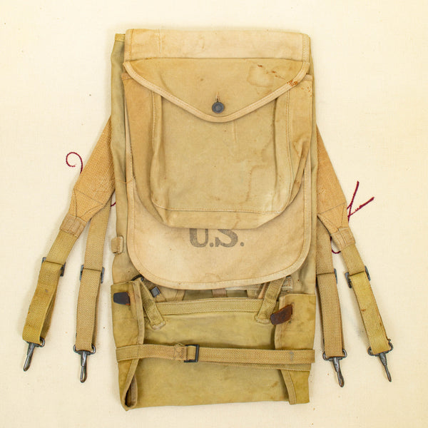 1918 Dated WWI US Army M1910 Doughboy Pack Haversack w/ Meat Can