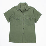 60s Vietnam War Vintage Seabees 3rd Pattern OG-107 Sateen Utility Shirt - Medium