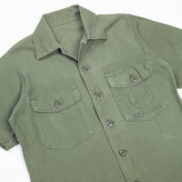 60s Vietnam War Vintage Seabees 3rd Pattern OG-107 Sateen Utility Shirt - Medium