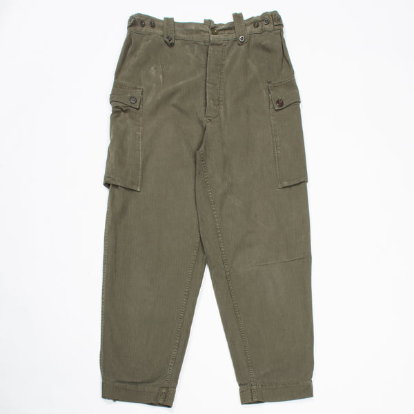 60s Vintage Dutch Army HBT Combat Trousers - 34x29