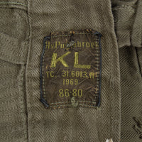 60s Vintage Dutch Army HBT Combat Trousers - 34x29