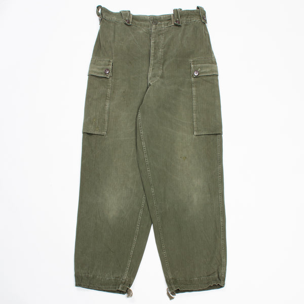 60s Vintage Dutch Army HBT Combat Trousers - 32x29