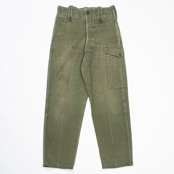 70s British Army Green Cotton Overall Trousers - 29x30