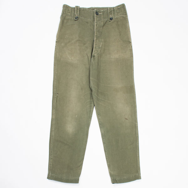60s British Army Green Cotton Overall Trousers - 30x31