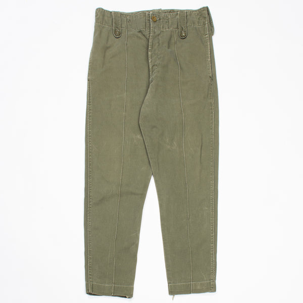 60s British Army Green Cotton Overall Trousers - 32x28