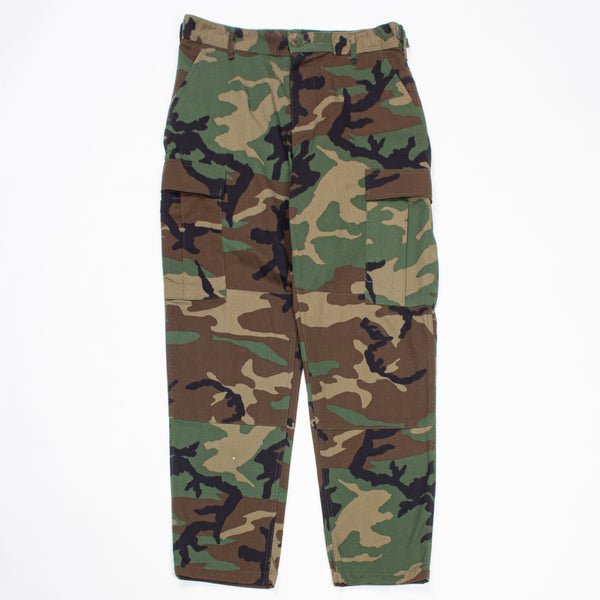 NOS 90s Vintage US Military Temperate Woodland BDU Combat Trousers - 35x33