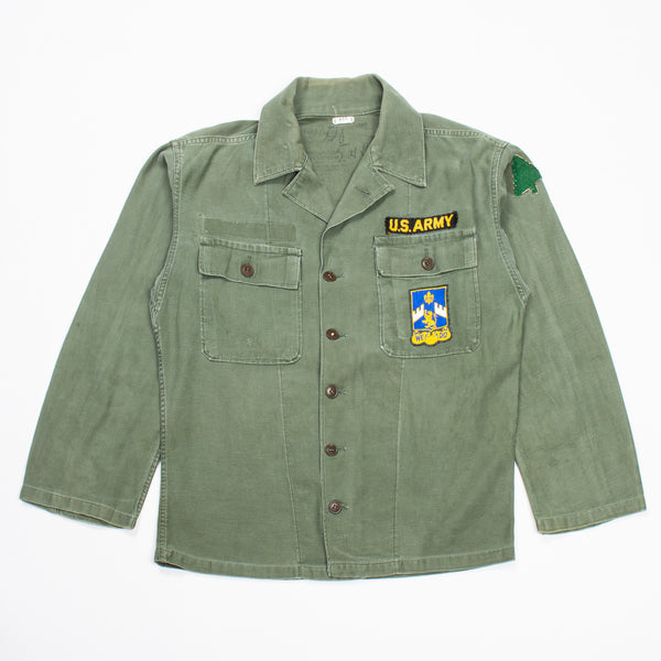 60s Vintage 363rd Inf. Rgt. OG-107 Sateen Utility Shirt - Medium