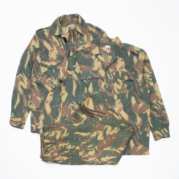 Deadstock Rare 70s Vintage South African Transkei Defence Force Camo Uniform Set - Large