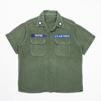 60s Vietnam War Identified USAF OG-107 Sateen Utility Shirt - Large