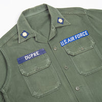 60s Vietnam War Identified USAF OG-107 Sateen Utility Shirt - Large