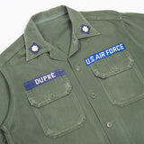60s Vietnam War Identified USAF OG-107 Sateen Utility Shirt - Large