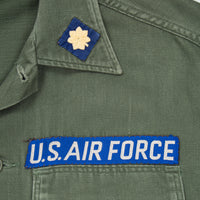 60s Vietnam War Identified USAF OG-107 Sateen Utility Shirt - Large