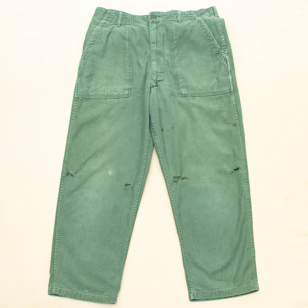 Distressed 60s Vintage OG-107 Sateen Utility Trousers - 34x30