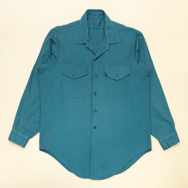 70s Vintage US Job Corps Blue Shirt - Large