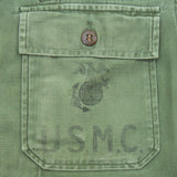 Distressed 60s Vintage 1st Pattern USMC OG-107 Utility Shirt - Medium