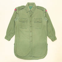 60s Vintage British Army Aertex Green Jungle Shirt - Medium