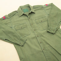 60s Vintage British Army Aertex Green Jungle Shirt - Medium