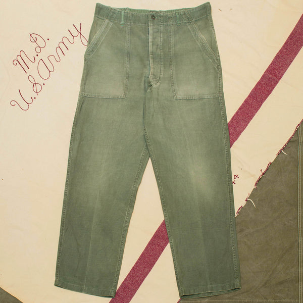 60s Vintage 1st Pattern OG-107 Sateen Utility Trousers - 36x32