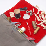 Deadstock Vintage Swiss Army Military Red Felt Lined Canvas Tool Roll / Equipment Wrap