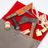 Deadstock Vintage Swiss Army Military Red Felt Lined Canvas Tool Roll / Equipment Wrap
