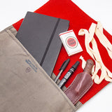 Deadstock Vintage Swiss Army Military Red Felt Lined Canvas Tool Roll / Equipment Wrap