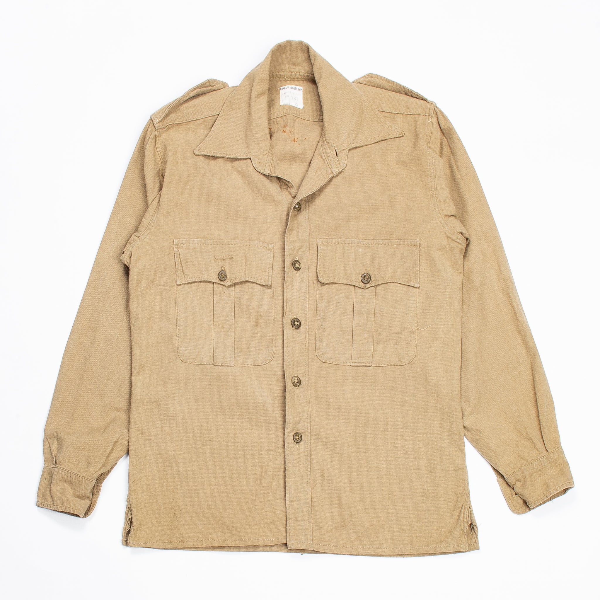50s Vintage British Army Aertex Khaki Jungle Shirt - Medium